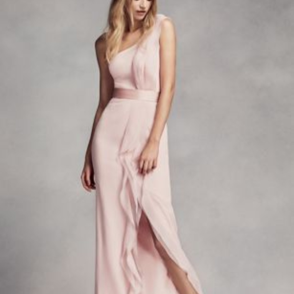 Vera Wang One Shouldered Blush Dress